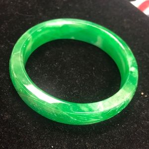 Green Jade Carved Dragon Bangle Bracelet